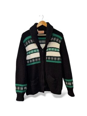 Vintage Kurl King Chunky Knit Zip Cardigan 60s Canadian